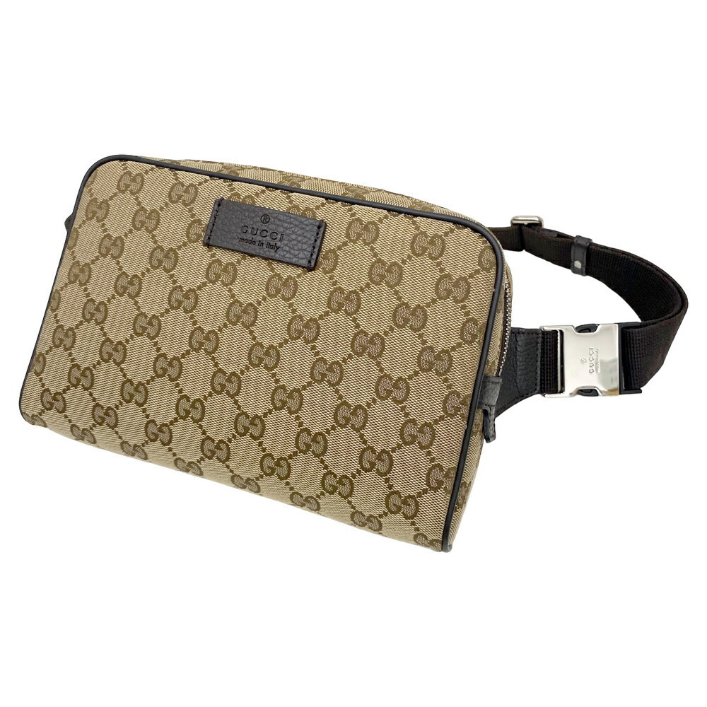 Gucci GG Canvas Body Bum Crossbody Belt Bag Beige Brown Waist